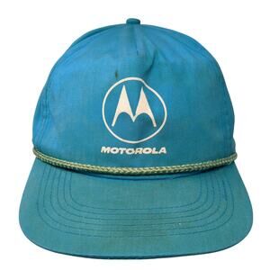 Motorola Snapback 5 Panel Cap Blue One Size Adjustable Rope Vented Holes